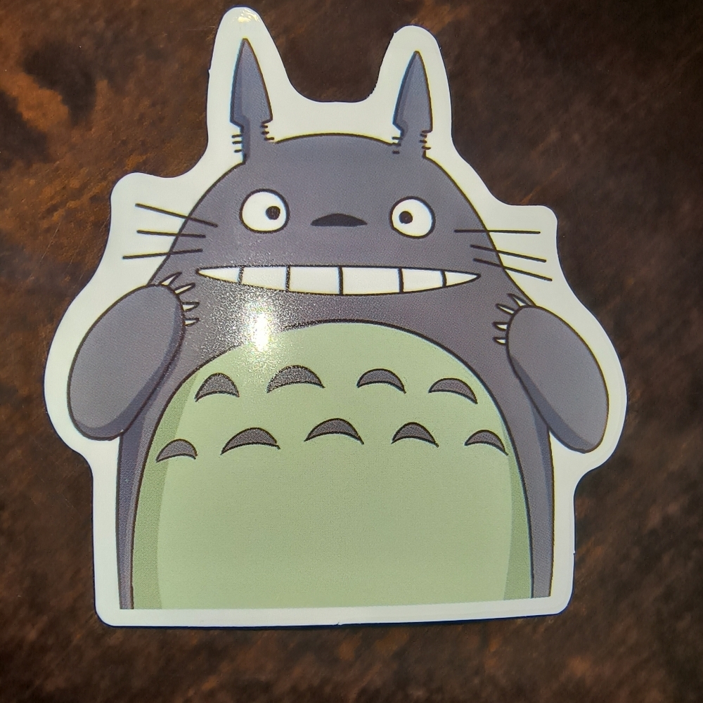 Cute Gray and Sage Green Totoro Vinyl Sticker